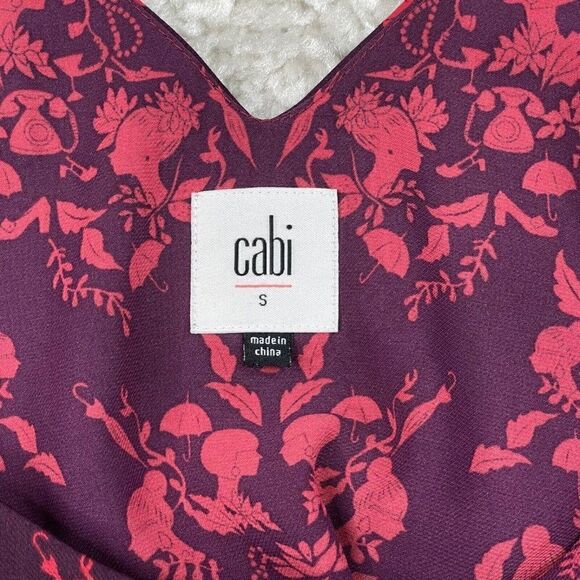 Cabi Red Cameo Print Sleeveless Blouse Top - Picture 5 of 12